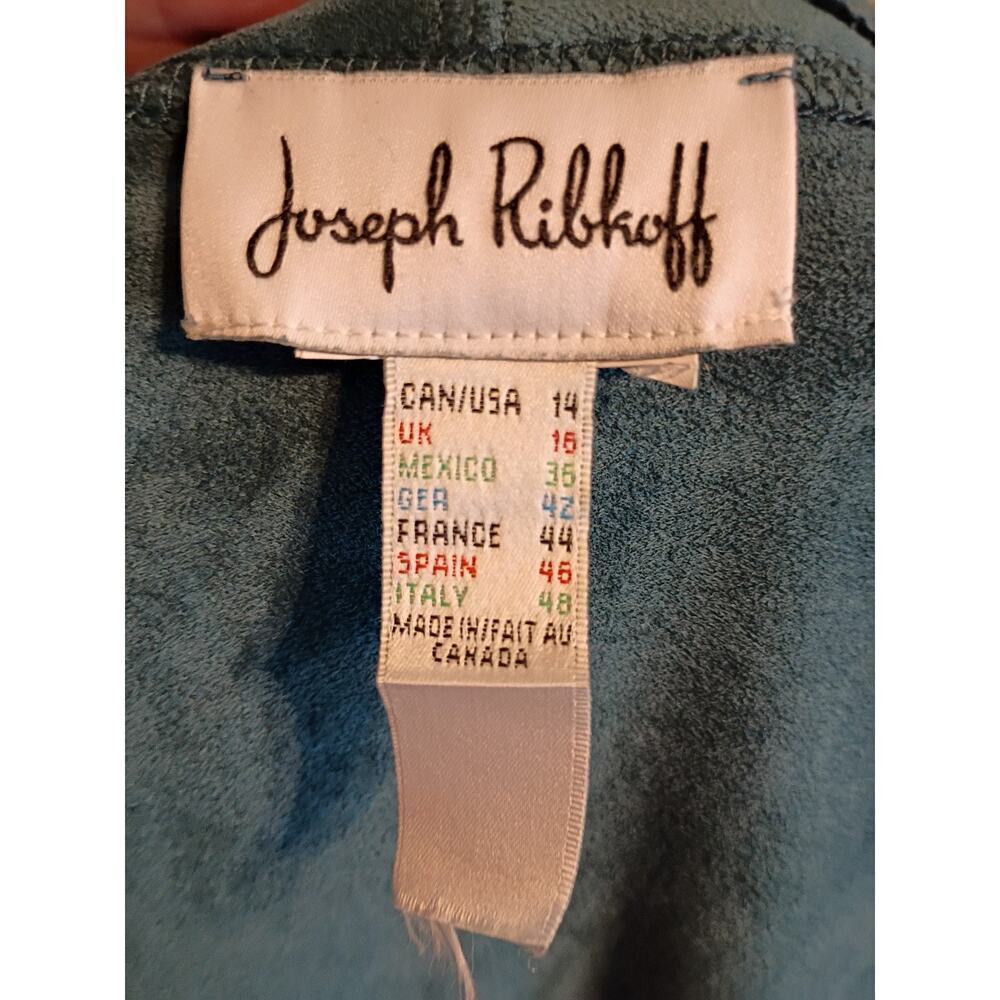 Joseph Ribkoff Cardigan Teal Green Sz 14 No Fabric Tag Feels Like Soft Suede... - Picture 7 of 7